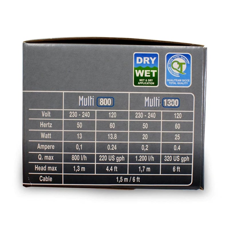 SICCE MULTI 800 Multifunction Aquarium Pump, 220 GPH, designed for submerged use, low working heat - Image 4